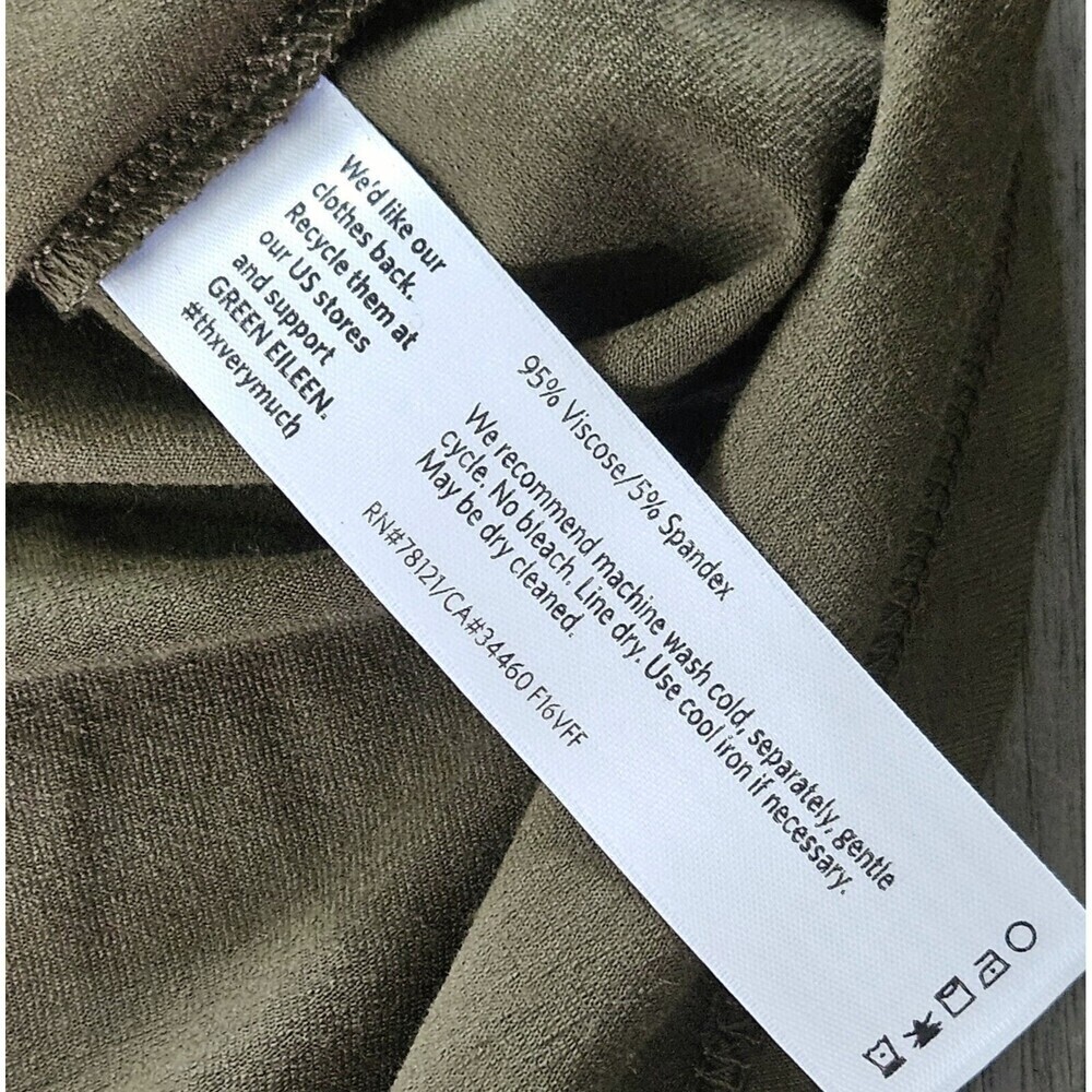 Eileen Fisher Soft Fine Jersey Asymmetric Hem Top XS Green Tunic Lagenlook - Picture 7 of 8